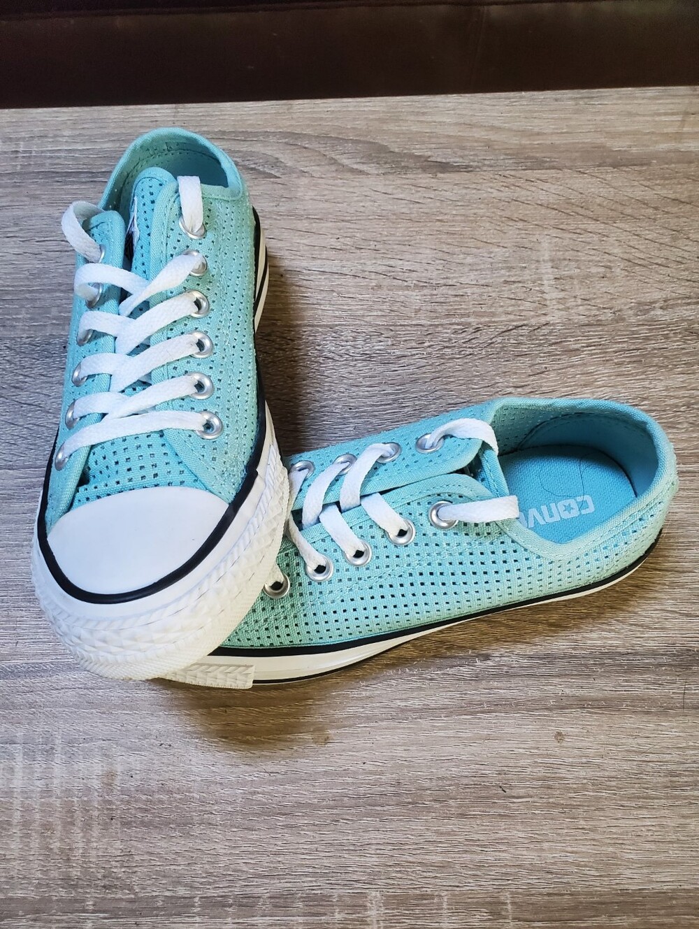 Converse Woman's Light Aqua Low Top Sneakers
